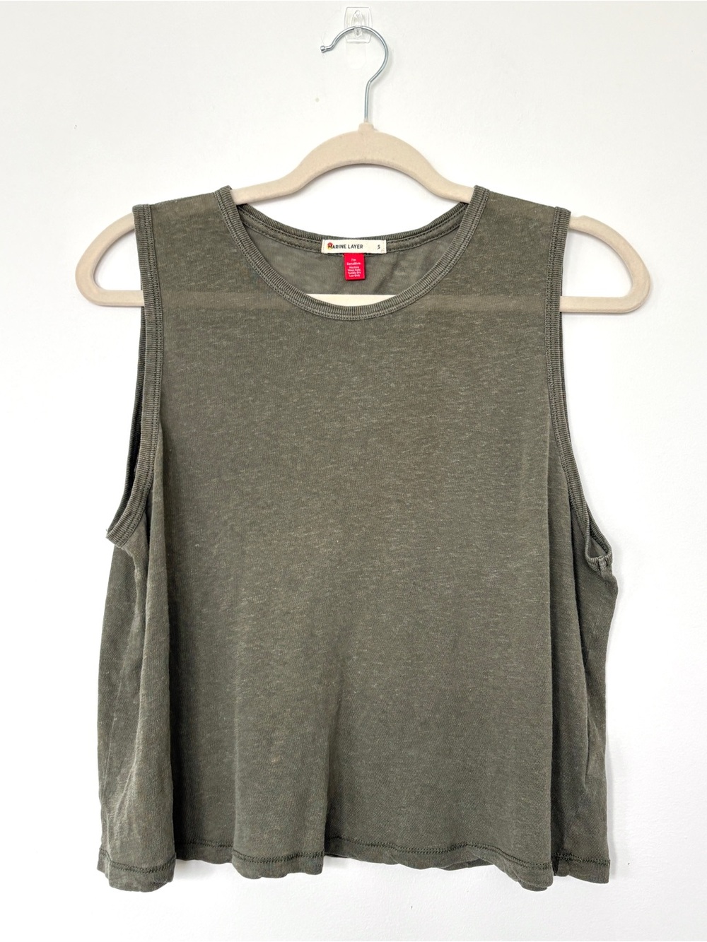 Marine Layer Cropped Loose Fit Tank. Hemp/Cotton Blend Size S